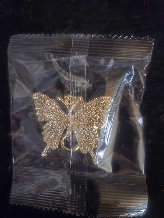 Accessories - Gold Butterfly Purse Bag Charm/Keychain with Crystal Accents Bling